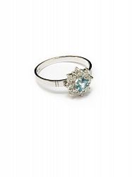 Prsten s modrým topazem a diamanty