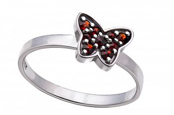 Prsten s granáty - motýlek