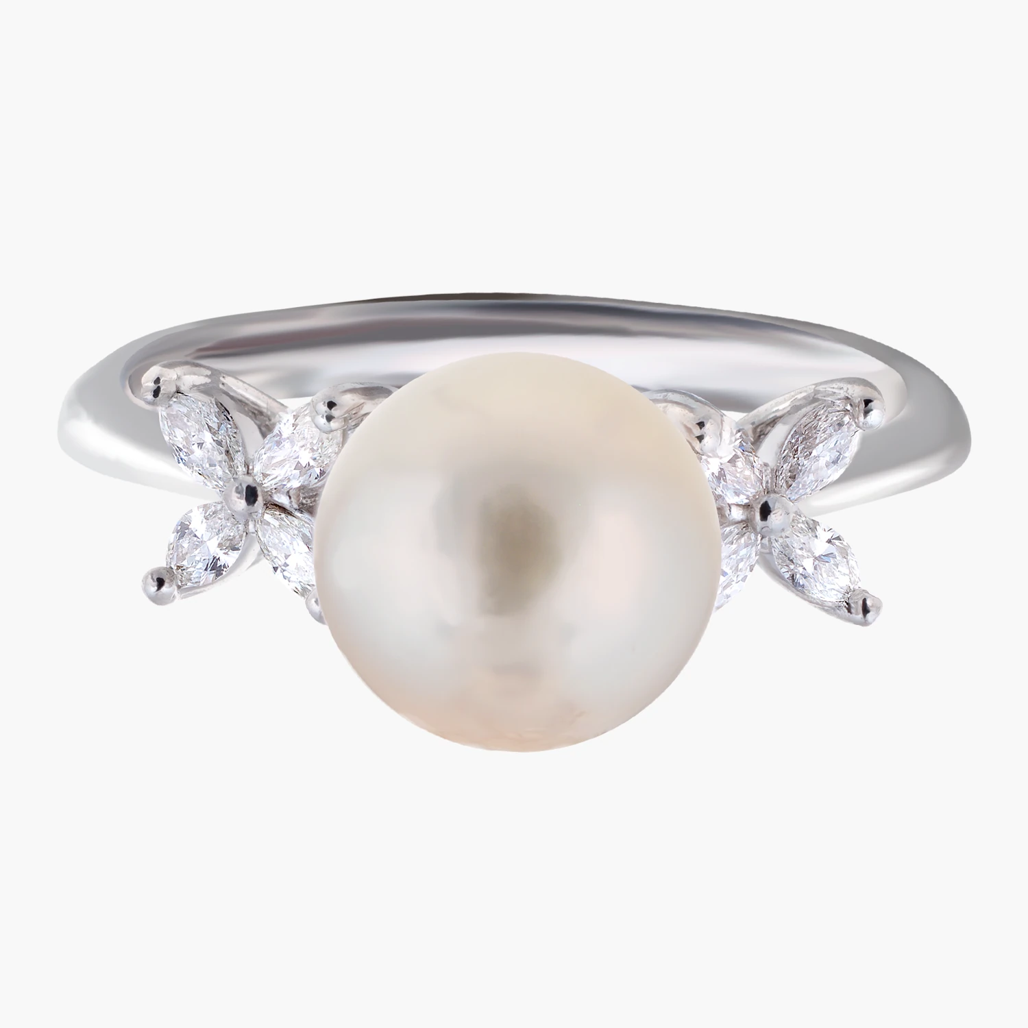 drahonovsky-prsten-perly-akoya-diamanty-bile-21103 Prsten Marquise Blossom - Obrázek 1