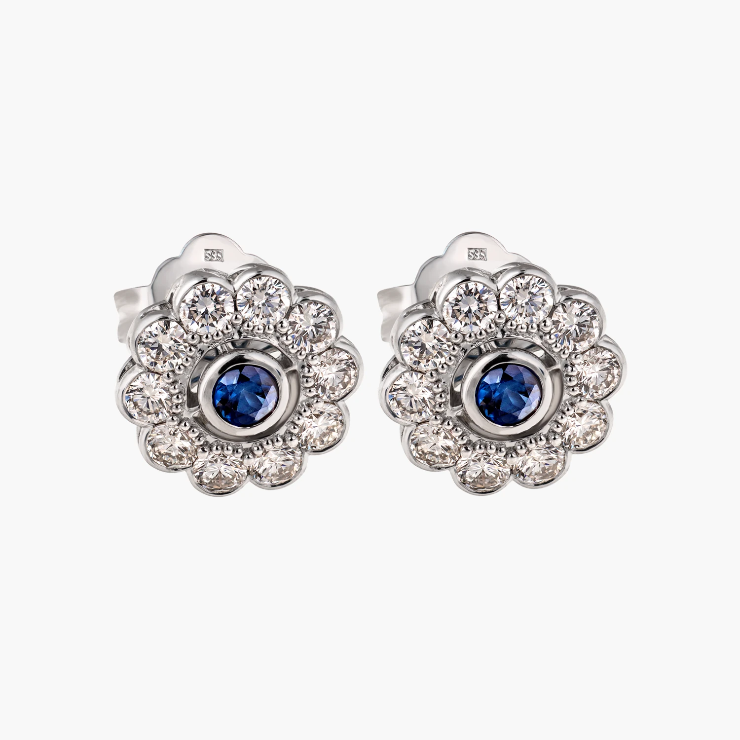 drahonovsky-nausnice-safir-diamanty-bile-31142 Náušnice Blossom - Obrázek 1