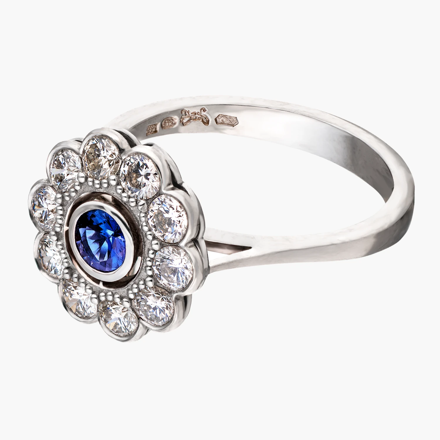 drahonovsky-prsten-safir-diamanty-bile-2929 Prsten Blossom - Obrázek 1